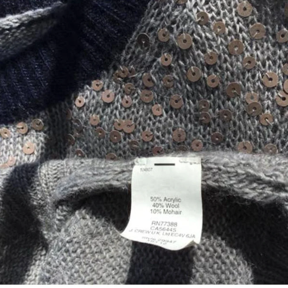J. Crew Gray Sequins Wool Mohair Sweater‎ Small
